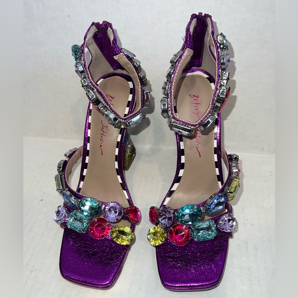 BETSEY JOHNSON Lillie Purple Heels with Jewels & Rhinestones NWOT - Picture 5 of 15